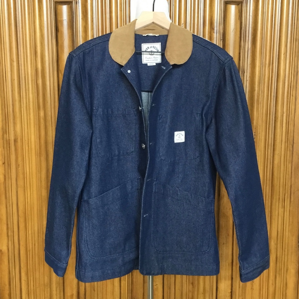 Iron & Resin Navy Blue Field Jacket with Tan Collar - Picture 4 of 16
